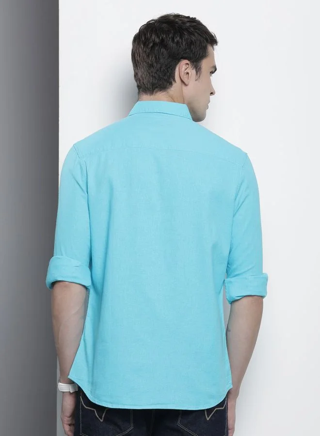The Indian Garage Co Men Slim Fit Solid Full Sleeves Cutaway Collar Resort Wear Shirt