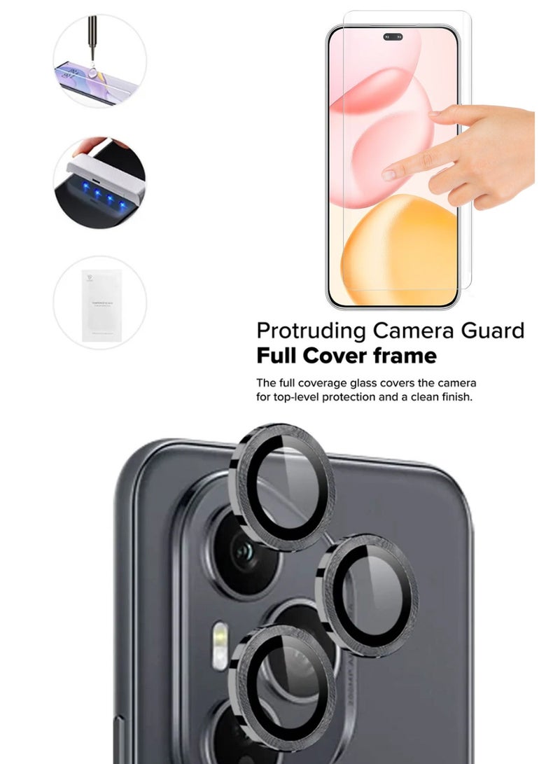 For Honor 400 Pro - UV Advanced Premium Tempered Glass Screen Protector Guard And Camera Lens Protector | Full Adhesive UV Curved Case Friendly HD Clarity With Installation Kit And Scratch-Resistant HD Clarity Ultra-Thin 9H Tempered Glass with Alloy Metal & Best Camera Protection - Image 3