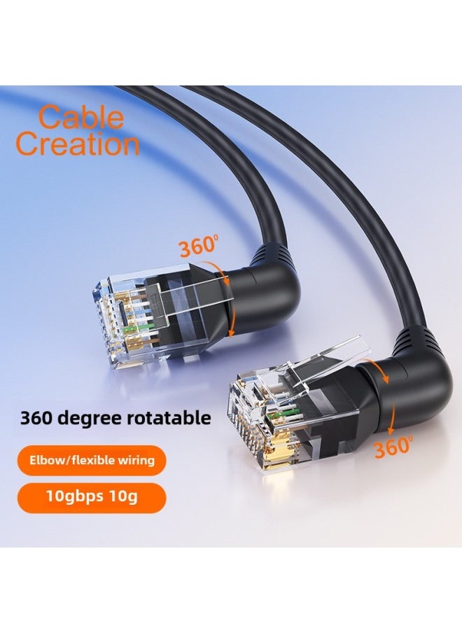 Generic Cat6a Super Class 6 Network Cable Elbow Rotation 10G 10 Gigabit Finished Jumper Pure Copper 360 Degree Cat8RJ45 Thin Wire-Color:Black Cat8-Line Length:5 M  - Image 2