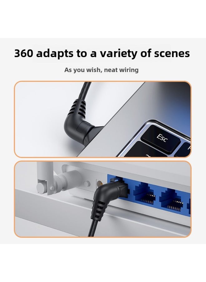 Generic Cat6a Super Class 6 Network Cable Elbow Rotation 10G 10 Gigabit Finished Jumper Pure Copper 360 Degree Cat8RJ45 Thin Wire-Color:Black Cat8-Line Length:5 M  - Image 3