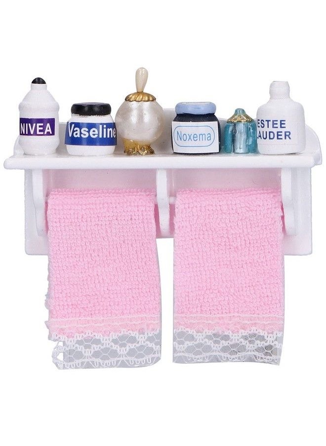 Zerodis Dollhouse Wooden Towel Rack Bottles 1:12 Simulation Miniature Furniture Model Toy For Dollhouse Bathroom Decoration Accessories  - Image 1