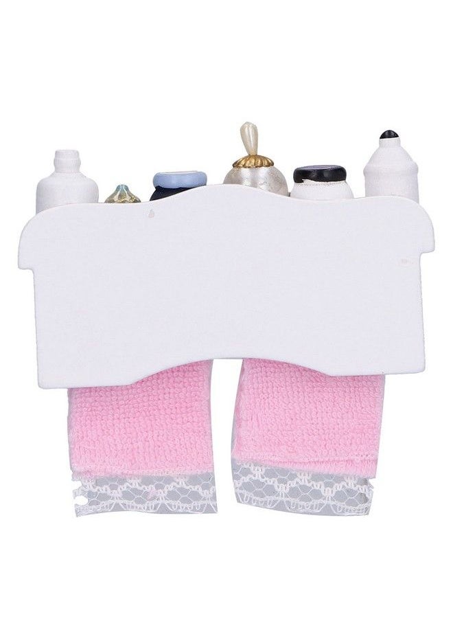 Zerodis Dollhouse Wooden Towel Rack Bottles 1:12 Simulation Miniature Furniture Model Toy For Dollhouse Bathroom Decoration Accessories  - Image 5
