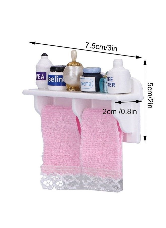 Zerodis Dollhouse Wooden Towel Rack Bottles 1:12 Simulation Miniature Furniture Model Toy For Dollhouse Bathroom Decoration Accessories  - Image 3
