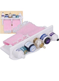 Zerodis Dollhouse Wooden Towel Rack Bottles 1:12 Simulation Miniature Furniture Model Toy For Dollhouse Bathroom Decoration Accessories  - Image 4
