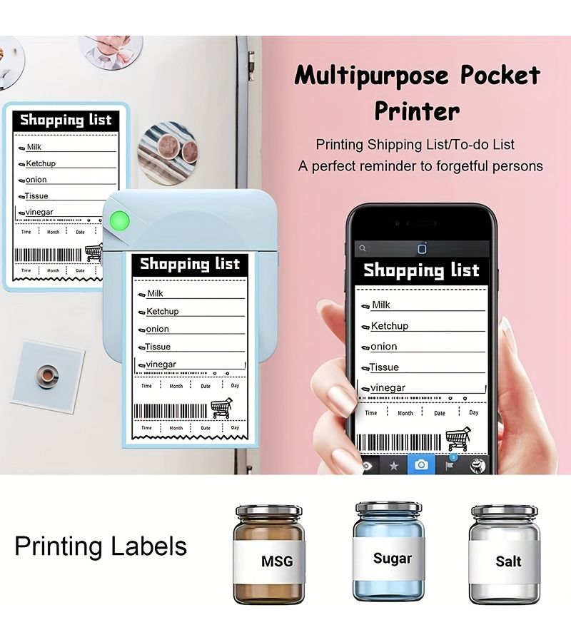 White Mini Wireless Photo Printer Inkless for iOS Android Mobile Phone with Paper Roll - Image 2