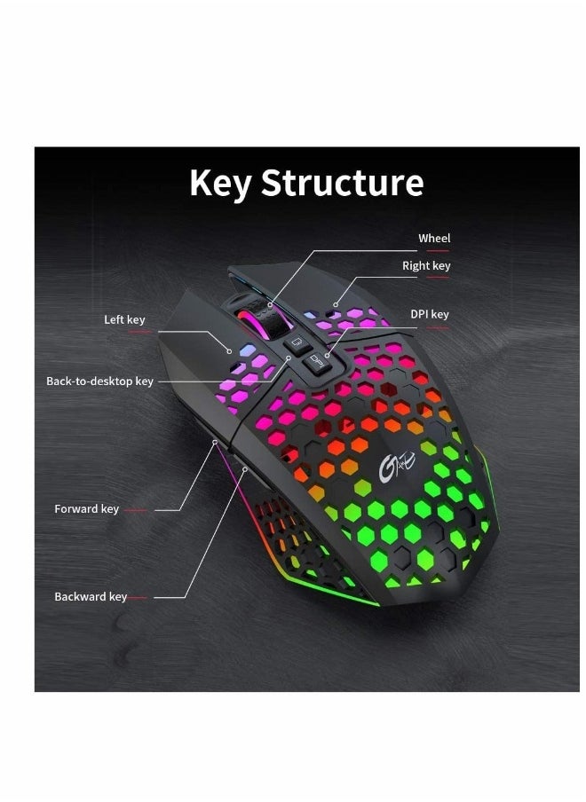 Generic Mouse, Wireless Gaming Mouse Lightweight Rechargeable USB Mouse with 8 keys Back-to-desktop Button 3 Adjustable DPI Levels 4 Modes  - Image 5