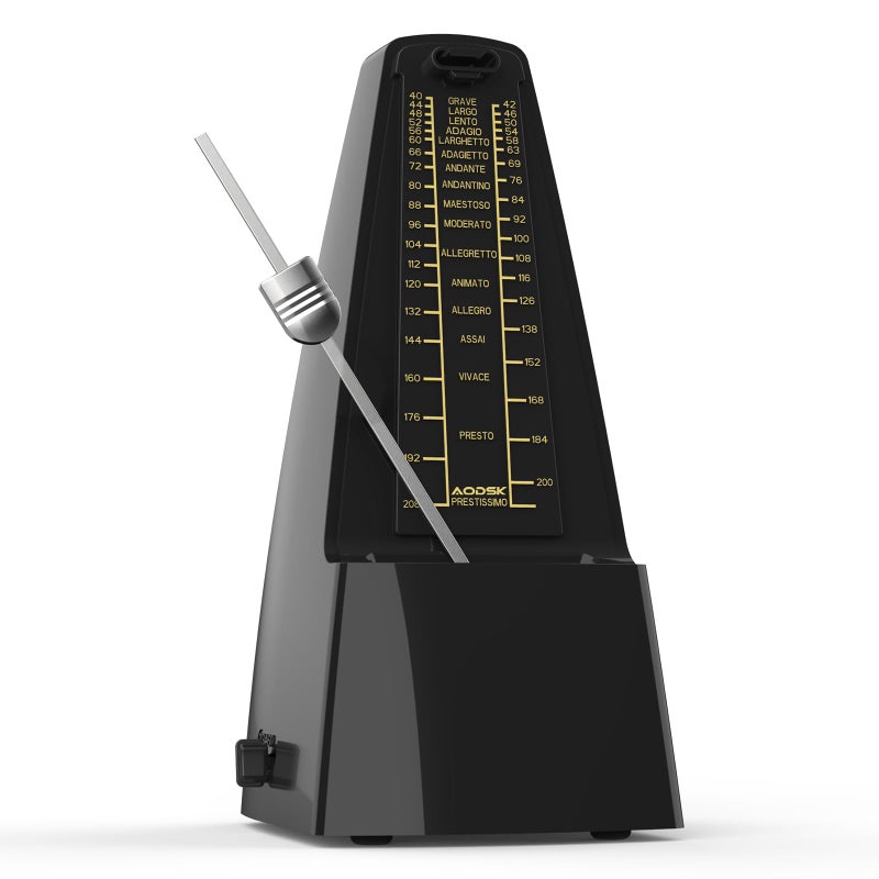 AODSK Mechanical Metronome Black Universal Metronome for Piano Guitar Violin Drums and Other Instruments Standard Loud Sound - Image 1