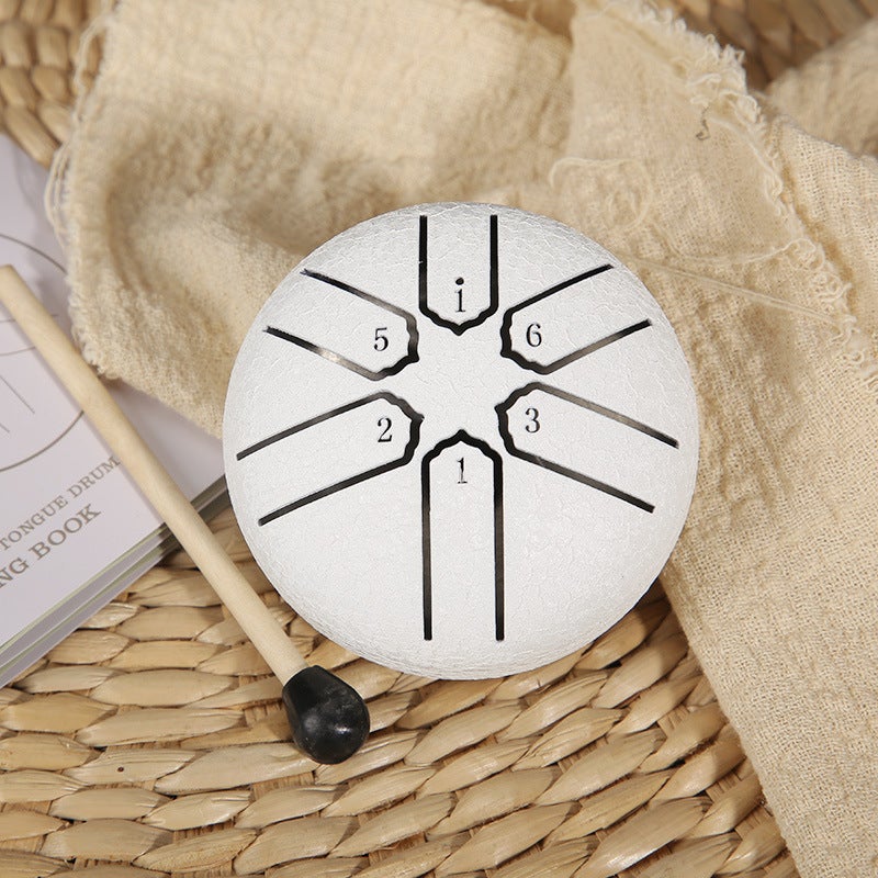 Generic Eight Sound Outdoor Rain Drum Mini Instrument 【 3inch 】white + tutorial + drum stick 