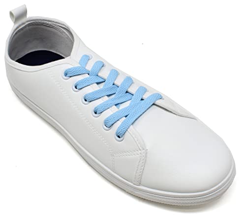 BCB Wear Flat Shoelaces 5/16" Wide Solid Colors Several Lengths For Sneakers and Shoes (Light Blue-36) - Image 3