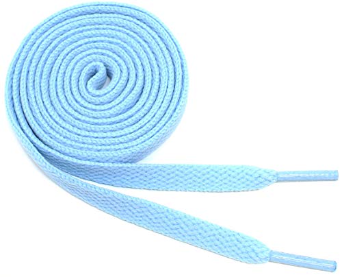BCB Wear Flat Shoelaces 5/16" Wide Solid Colors Several Lengths For Sneakers and Shoes (Light Blue-36) - Image 2