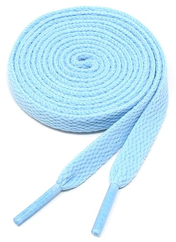 BCB Wear Flat Shoelaces 5/16" Wide Solid Colors Several Lengths For Sneakers and Shoes (Light Blue-36) - Image 5