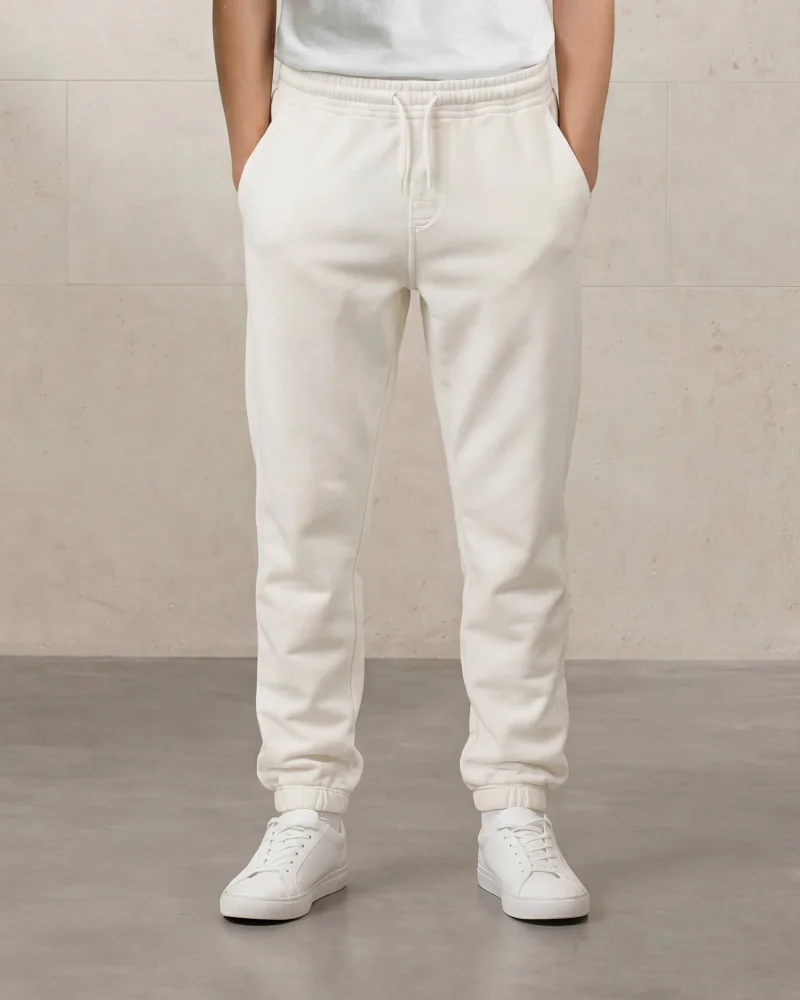 Redtag Senior Boys White Knit Jogger with Cuffed Hem