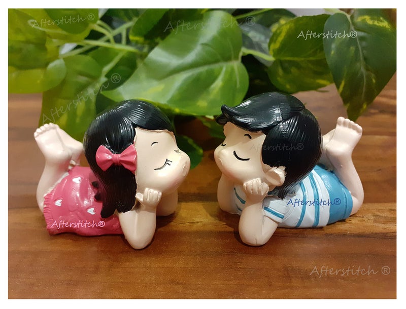 AFTERSTITCH Kissing Couple Smiley Showpiece Pair of 2 Kissing Baby Cute Home Decoration Showpiece Love Pair Valentine’s Day Gift for Girlfriend Boyfriend Husband Wife (Design 2) - Image 2