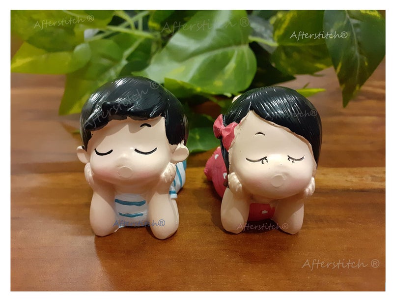AFTERSTITCH Kissing Couple Smiley Showpiece Pair of 2 Kissing Baby Cute Home Decoration Showpiece Love Pair Valentine’s Day Gift for Girlfriend Boyfriend Husband Wife (Design 2) - Image 3