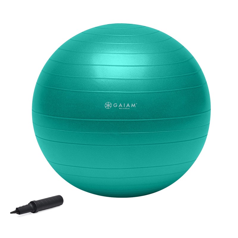 Gaiam 05-51982 Total Body Balance Ball Kit - Includes 65cm Anti-Burst Stability Exercise Yoga Ball, Air Pump & Workout Video - Green - Image 1