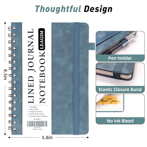 LEAGIM Lined Spiral Journal Notebook for Women & Men, College Ruled Hardcover Notebook for Work & Note Taking, Journals for Writing, 100 GSM, Business, School, 140 Pages, A5(5.8"x8.5") - Green - Image 4