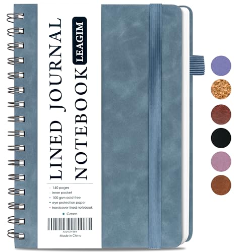 LEAGIM Lined Spiral Journal Notebook for Women & Men, College Ruled Hardcover Notebook for Work & Note Taking, Journals for Writing, 100 GSM, Business, School, 140 Pages, A5(5.8"x8.5") - Green - Image 1