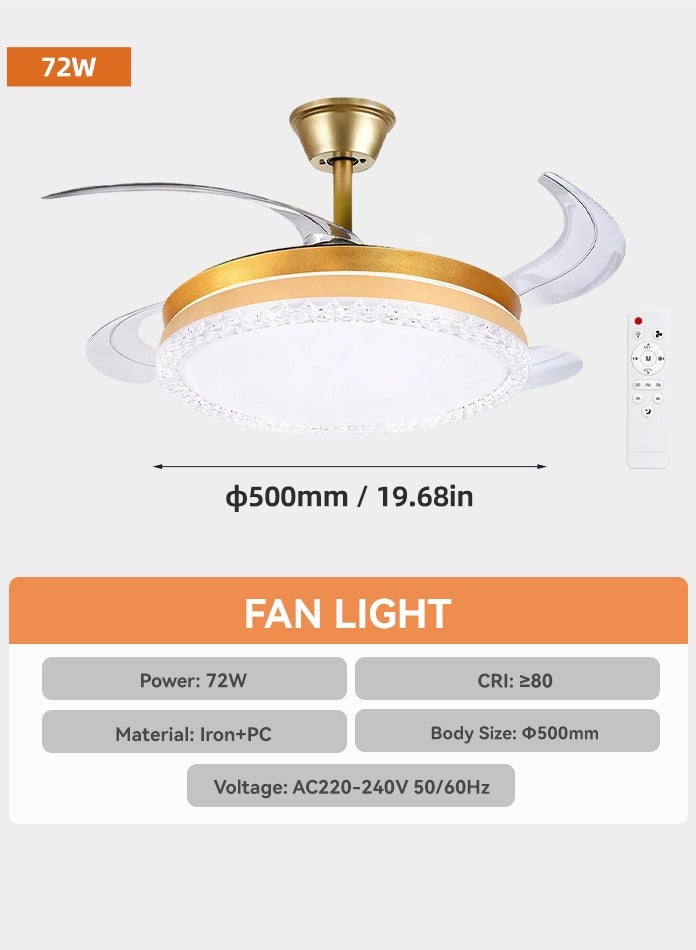 MODI 72W LED Ceiling Fan with Light, 3 Color Lighting & Remote Control – Modern Chandelier for Living Room & Bedroom - Image 5