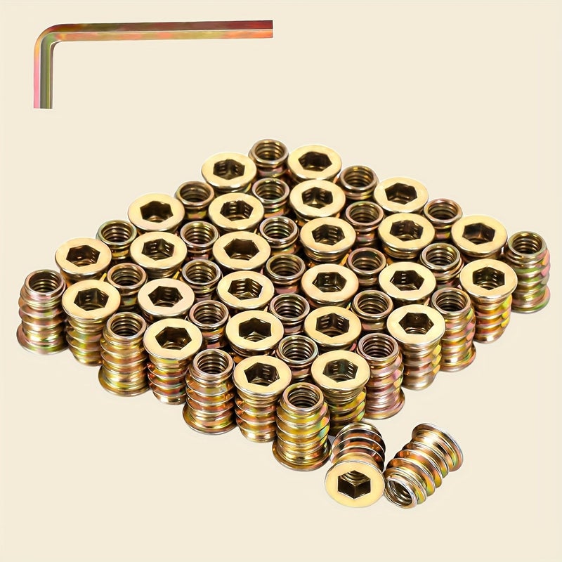 50 Pcs M6 X 25mm Hex Socket Insert Bolts Furniture Screws Fasteners Connector Nuts - Image 1