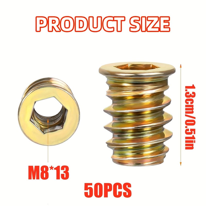 50 Pcs M6 X 25mm Hex Socket Insert Bolts Furniture Screws Fasteners Connector Nuts - Image 2