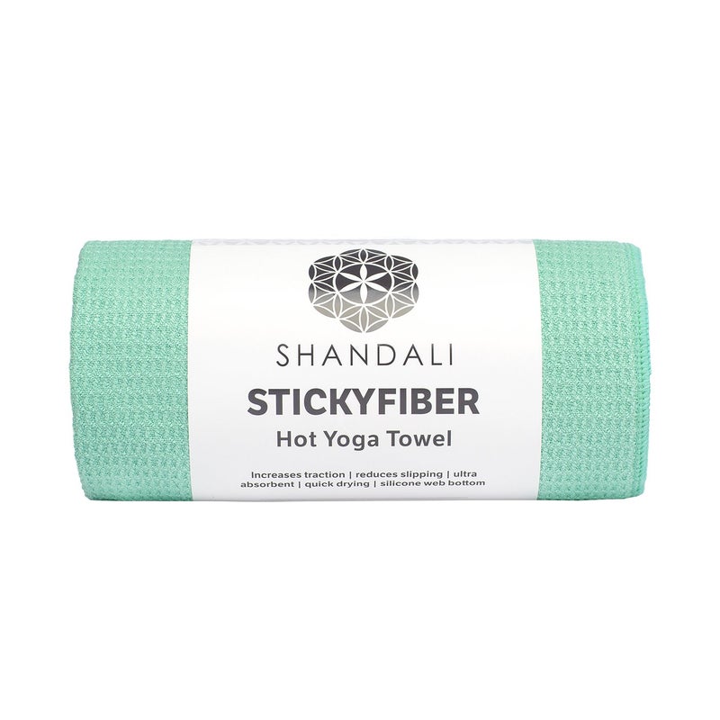 Shandali Stickyfiber Hot Yoga Towel - Silicone Backed Yoga Mat-Sized, Absorbent, Non-Slip, 24" x 72" Bikram, Gym, and Pilates (Jade-Green, Standard) - Image 1