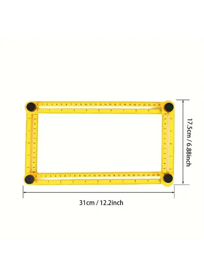 Multifunctional 4 Fold Ruler Yellow Active Angle Measuring Tool For Carpentry DIY - Image 2