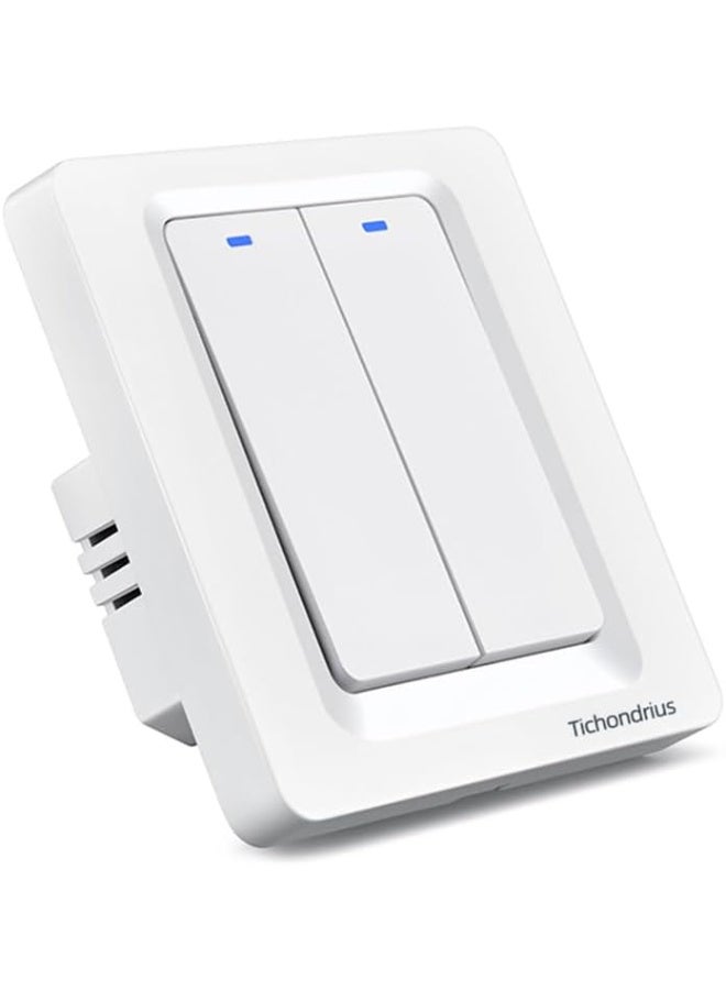 Tichondrius WiFi Smart Light Switch, Wireless Smart Wall Switch with Remote Control and Timer, Compatible with Alexa and Google Assistant, Easy Installation, Neutral Wire Required - Image 1