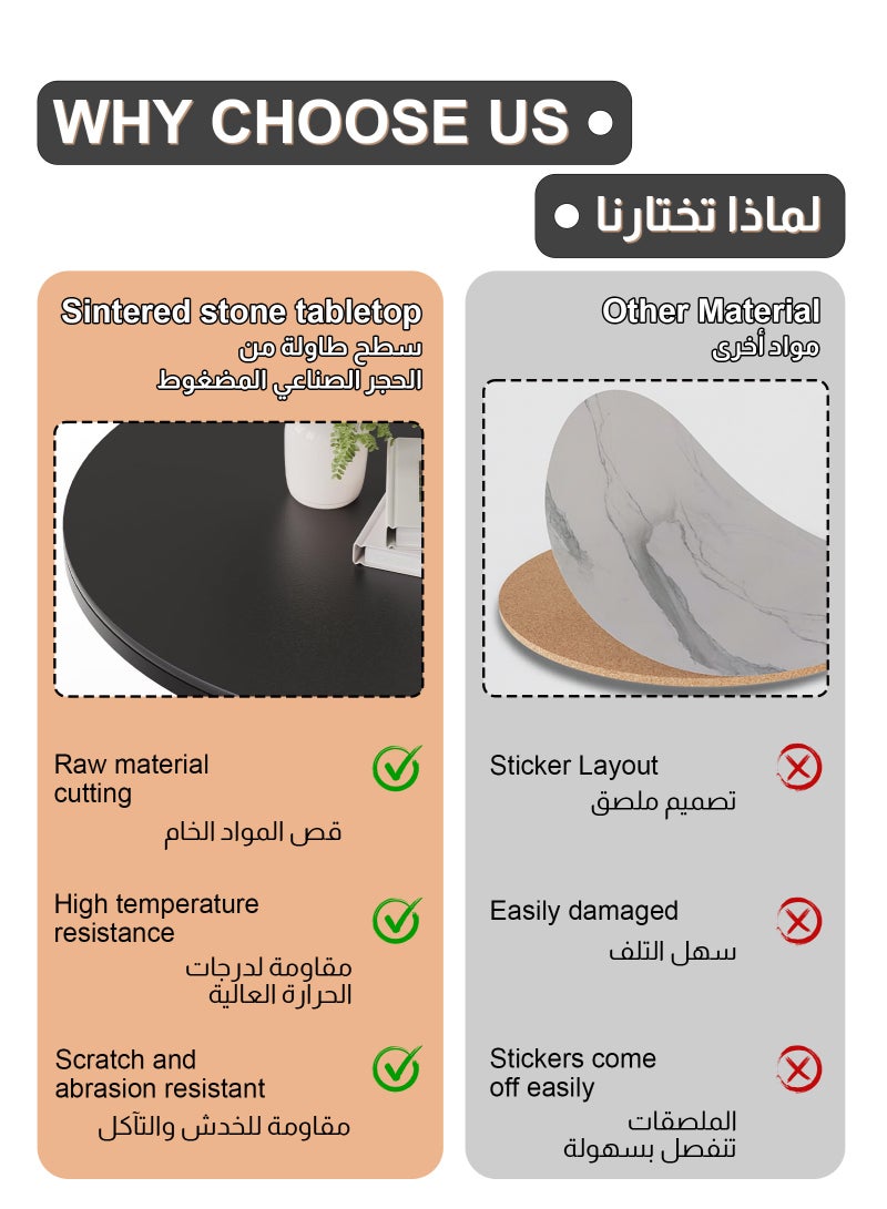 ULHYC Round Nesting Coffee Tables, Tea Drinking Tables, Modern Decorative Coffee Center Tables, Set of Two, Coffee Tables for Living Room With Sturdy Metal Frame, Black 60 cm and 80 cm - Image 4