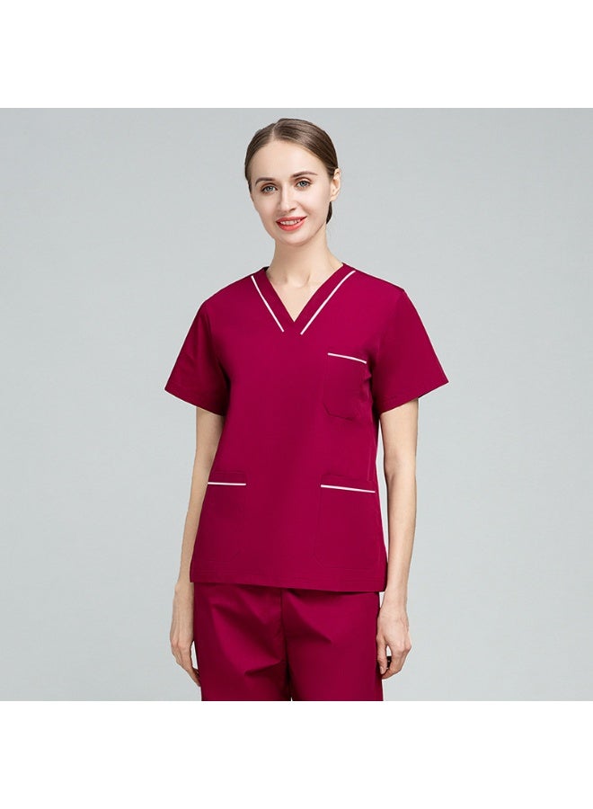 NIBEMINENT Nurse Uniform Women's Summer Thin Short Sleeve Polyester Cotton Hand Washing Clothes Operating Room Dentist Doctor Workwear - Image 1