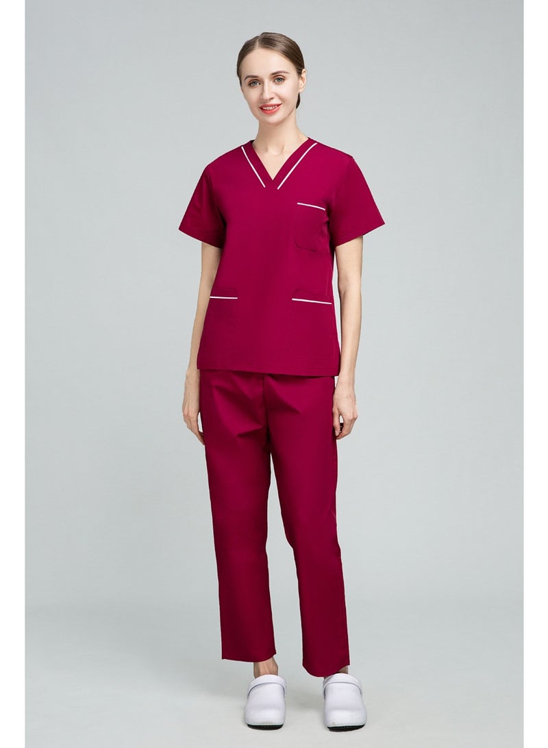 NIBEMINENT Nurse Uniform Women's Summer Thin Short Sleeve Polyester Cotton Hand Washing Clothes Operating Room Dentist Doctor Workwear - Image 2