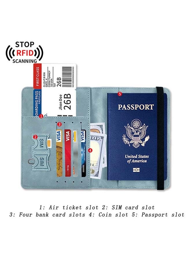 VIUAUAX 1 قطعة حامل جواز سفر RFID محفظة جواز سفر رفيعة سطح جلدي متعدد الوظائف محفظة حامل جواز سفر مضاد للسرقة حامل جواز سفر PU حقيبة مستندات مضادة للمغناطيس غطاء جواز سفر Rfid  - Image 4