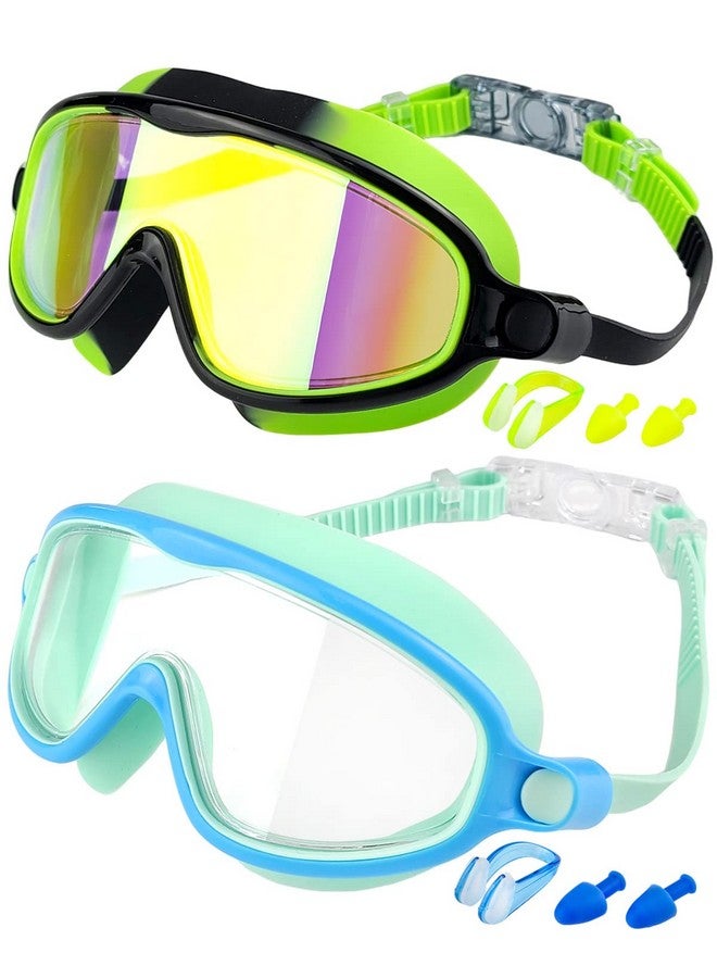 Rantizon Kids Swim Goggles 2 Pack Wide View Swimming Goggles For Child 3 15 Anti Fog&Uv No Leaking Goggles For Boys Girls - Image 2