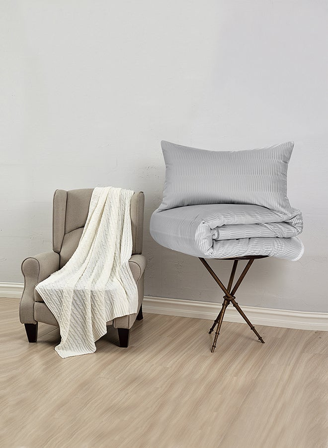 In-House Rancy | Winter Comforter Set with Fur Lining 3 Pieces - 260x240 cm - Light Grey  - Image 5