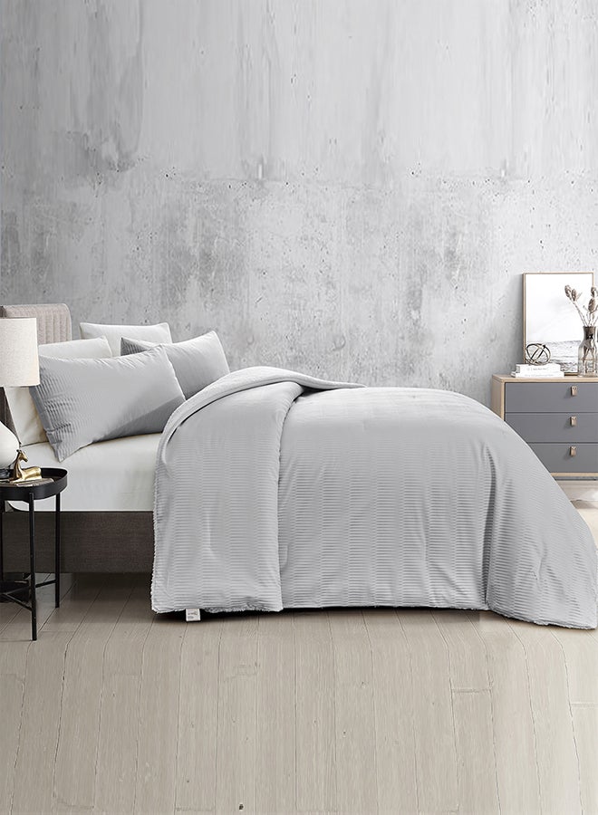 In-House Rancy | Winter Comforter Set with Fur Lining 3 Pieces - 260x240 cm - Light Grey  - Image 3