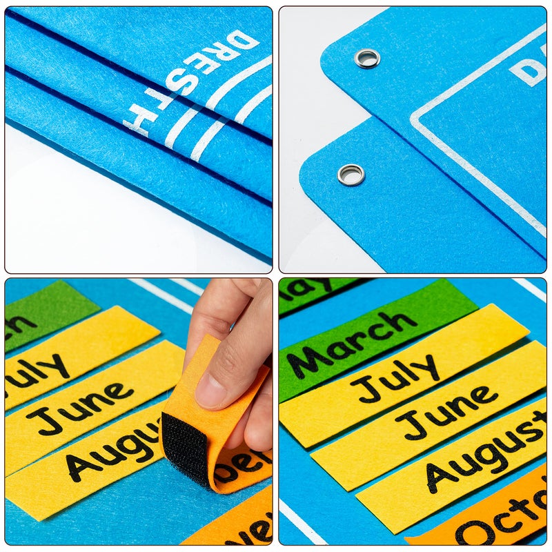 WATINC تقويم واتي إنك اليومي الأول للأطفال 3.5 قدم 70 قطعة كل شيء عن اليوم لوحة شعور ضفدع غريب مخطط الطقس والفصول أيام الأسبوع لوحة إعلانات وقت الدائرة لرياض الأطفال مجموعة اللعب المبكر للتعلم للجدار - Image 3