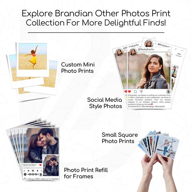 Brandian Brandian 20 Customised Mini Photo Prints Share Special Life Moments with Personalized Photo Prints Add Emoji and Text Multicolor 4 x 3 Inches White Pack of 20 - Image 5
