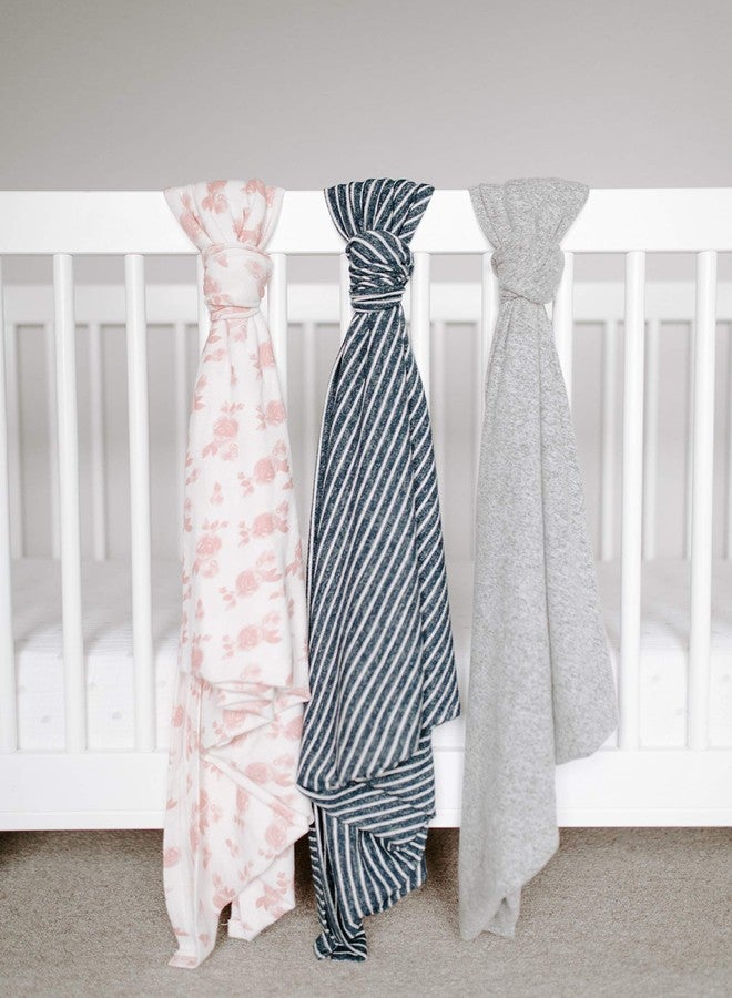 aden + anais Snuggle Knit Baby Swaddle Blanket for Newborn Girl and Boy, Versatile Stroller Cover, Burp Cloth, Nursing Shield, 47 x 47 Inch, Navy Stripe - Image 2