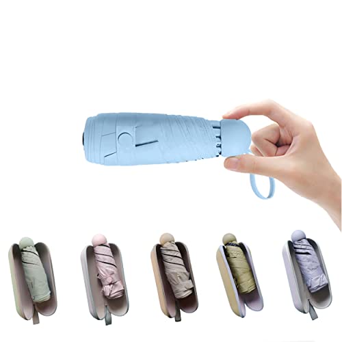 BAODINI Travel Essentials Mini Umbrella for Purse With Case Small Compact UV Sun Protection Lightweight Tiny Pocket Manual Open Close Umbrella for Women Kids and Men Fit Purse Backpack - Image 1