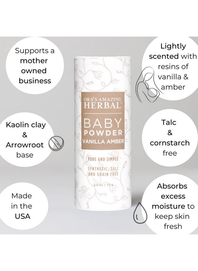 Ora's Amazing Herbal - Ora's Amazing Herbal, Talc Free Baby Powder, Cornstarch Free Clay Based Powder, Real Vanilla Amber Natural Scent - Image 1