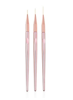 Excefore 3 Pcs Rose Gold Nail Art Liner Brushes Set UV Gel Acrylic Application Nail Pens Nail Art Designs Tools 3 Pcs Rose Gold Nail Art Liner Brushes Set UV Gel Acrylic Application Nail Pens Nail Art Designs  - Image 1