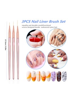 Excefore 3 Pcs Rose Gold Nail Art Liner Brushes Set UV Gel Acrylic Application Nail Pens Nail Art Designs Tools 3 Pcs Rose Gold Nail Art Liner Brushes Set UV Gel Acrylic Application Nail Pens Nail Art Designs  - Image 2
