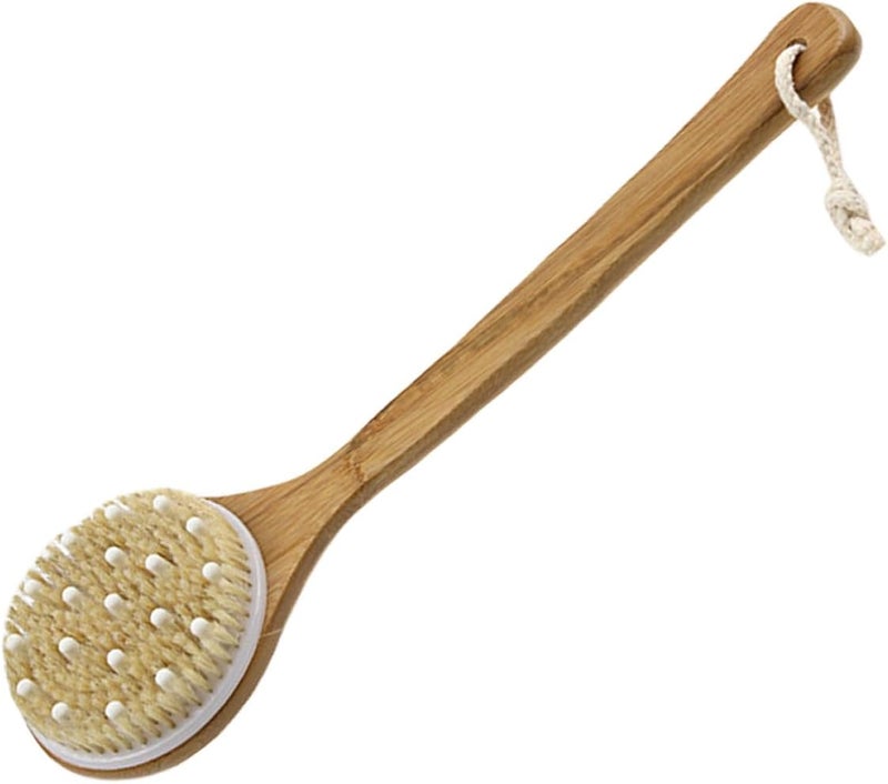 VILLCASE Bristle Bath Brush Long Handle 40cm Anti-Slip Body Scrubber Back Scrubber Exfoliating Massage Brush for Men and Women Shower Bath Use - Image 1