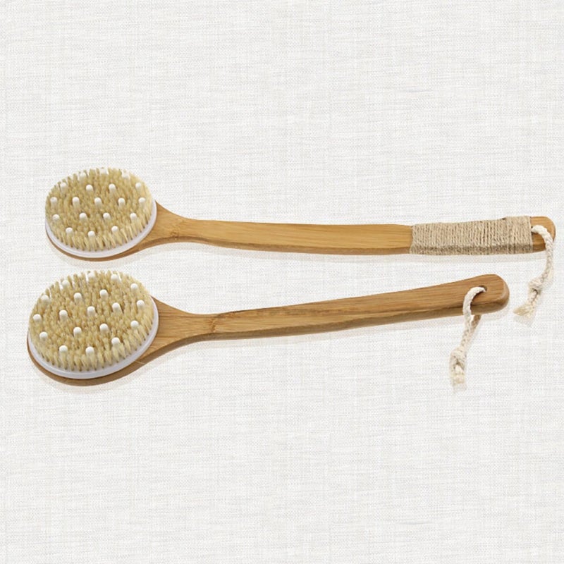 VILLCASE Bristle Bath Brush Long Handle 40cm Anti-Slip Body Scrubber Back Scrubber Exfoliating Massage Brush for Men and Women Shower Bath Use - Image 5