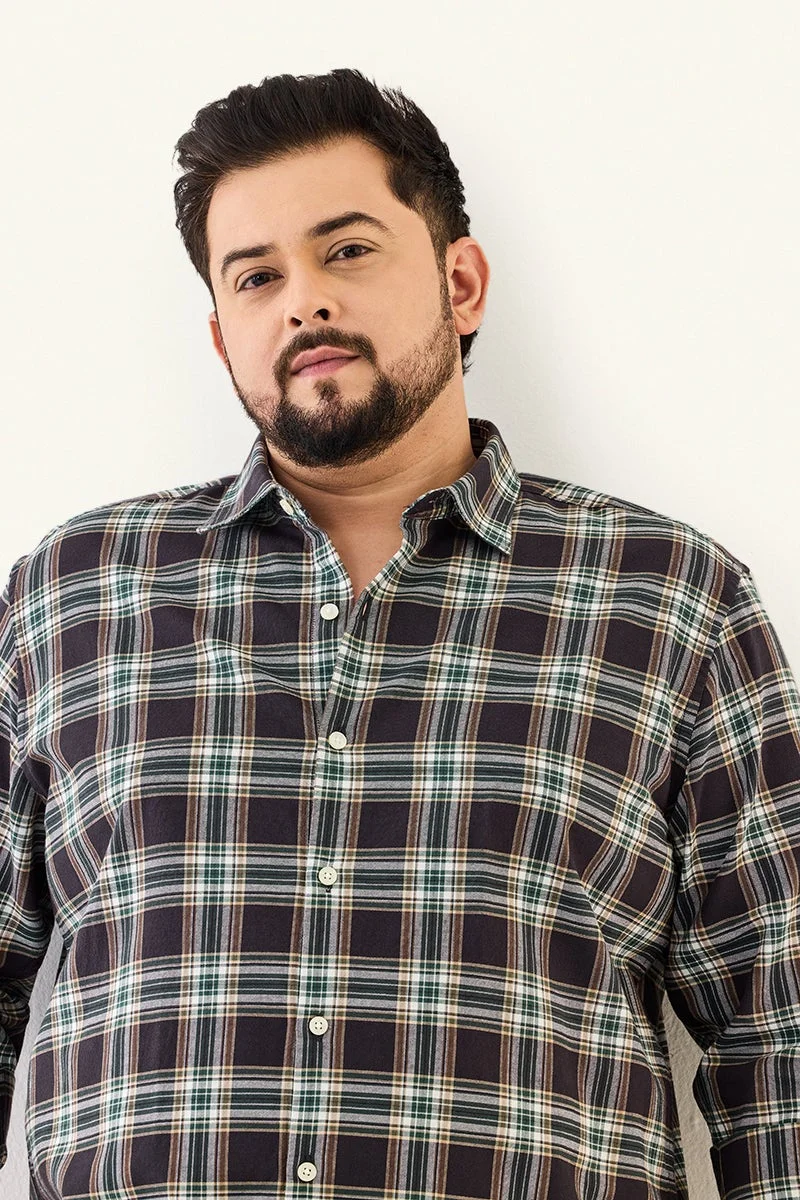 SNITCH 100% Cotton Regular Fit Plus Size Checks Shirt