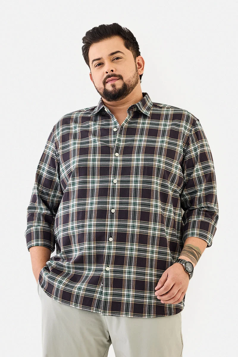 SNITCH 100% Cotton Regular Fit Plus Size Checks Shirt