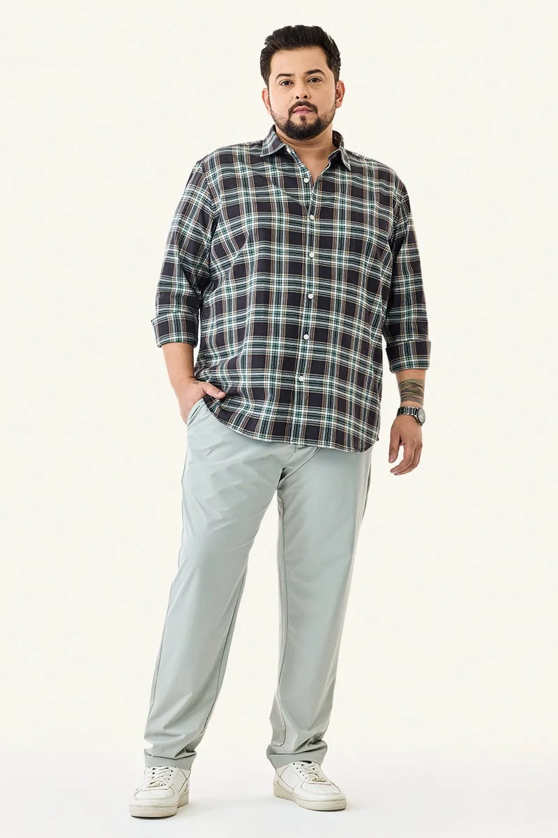 سنيتش قميص كاروهات قطن % مقاس كبير بقصة عادية