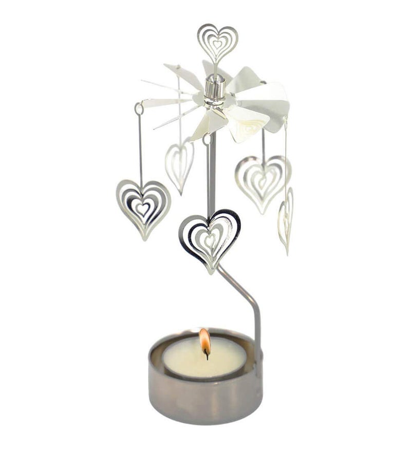 HOKHBCW Rotary Candle Holder Spinning Candleholder Metal Small Gift (Heart) - Image 4