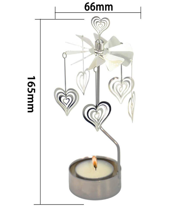HOKHBCW Rotary Candle Holder Spinning Candleholder Metal Small Gift (Heart) - Image 2