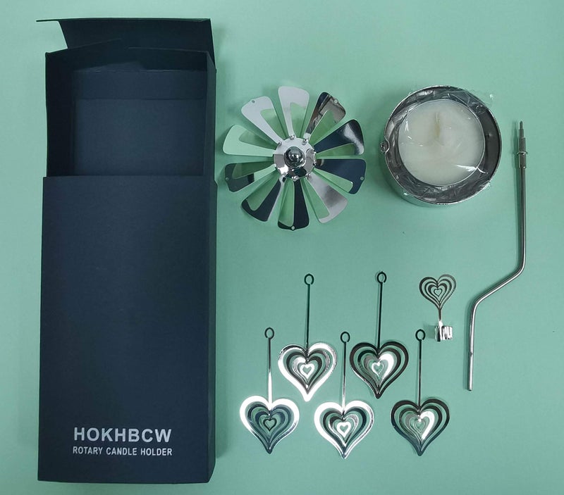 HOKHBCW Rotary Candle Holder Spinning Candleholder Metal Small Gift (Heart) - Image 5