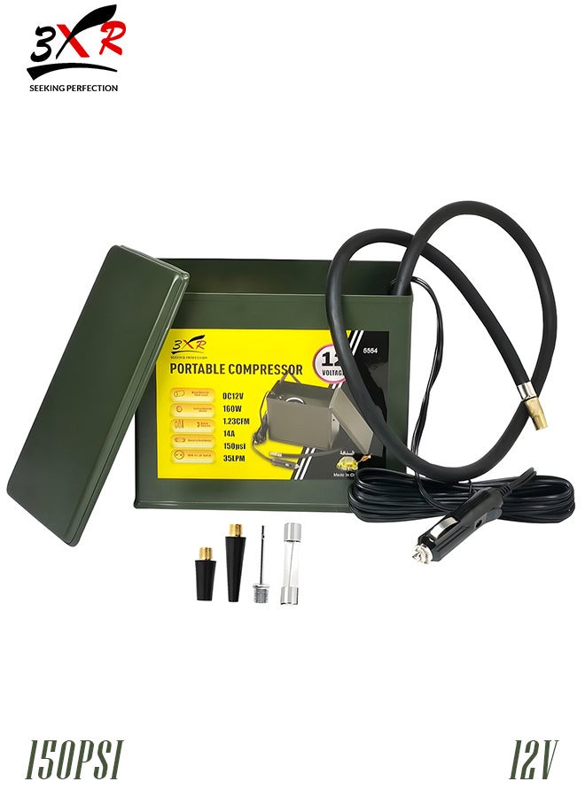 3XR High Performance 150PSI, 12V Portable Air Compressor 160W with Durable Metal Housing and Multifunctional Accessories - Image 1